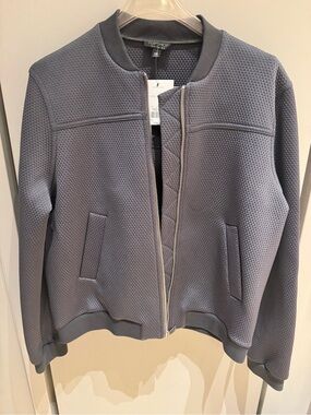 Topshop Dark Gray Perforated Bomber Jacket